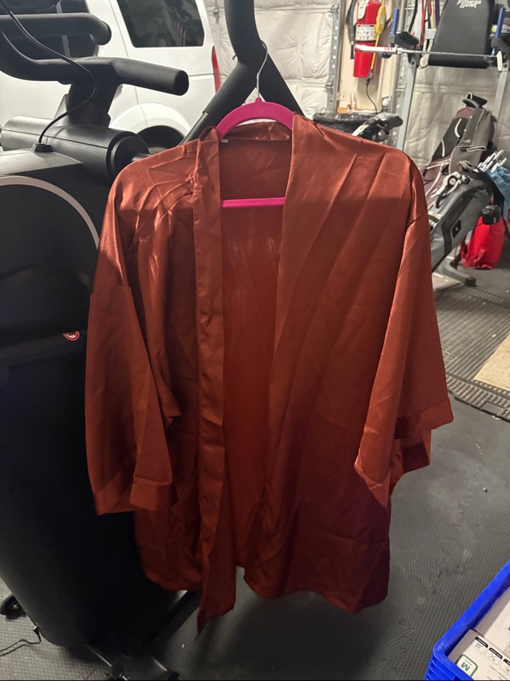 Satin Rust Brown Kimono-Style Robe